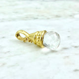 19K Yellow Gold and White Topaz Pendant
