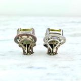 18K Yellow Gold and Sterling Silver Quartz Ear Clips