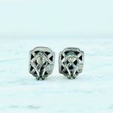 18K Yellow Gold and Sterling Silver Geometric Ear Clips
