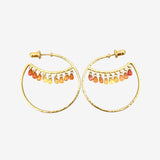 24K Yellow Gold and Citrine Wink Hoop Earrings