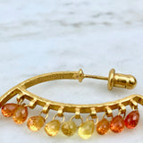 24K Yellow Gold and Citrine Wink Hoop Earrings