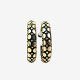 18K Yellow Gold and Sterling Silver Dot Hoop Earrings