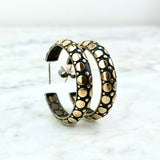 18K Yellow Gold and Sterling Silver Dot Hoop Earrings