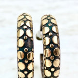 18K Yellow Gold and Sterling Silver Dot Hoop Earrings