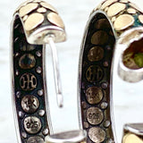 18K Yellow Gold and Sterling Silver Dot Hoop Earrings