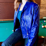 Blue Leather Asymmetric Jacket