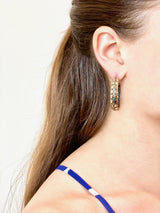 18K Yellow Gold and Sterling Silver Dot Hoop Earrings