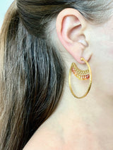 24K Yellow Gold and Citrine Wink Hoop Earrings
