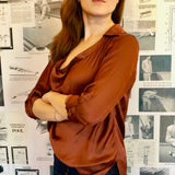 Copper Pull-Over Silk Blouse