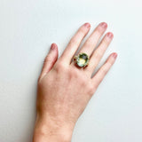 18K Yellow Gold, Prasiolite and Diamond Cocktail Ring