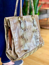 Python Skin Leather Shoulder Bag