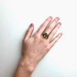 18K Yellow Gold and Sterling Silver Quartz Caviar Cocktail Ring