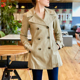 Tan Mid-Length Double-Breasted Trench Coat