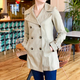 Tan Mid-Length Double-Breasted Trench Coat