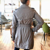 Gray Double-Breasted Mid-Length Trench Coat