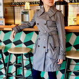 Gray Double-Breasted Mid-Length Trench Coat