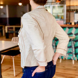 Cream and Black Three-Quarter Length Sleeve Blazer