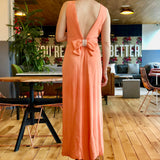 Peach Sleeveless V-Neck Floor-Length Evening Gown