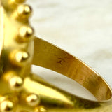 18K Yellow Gold and Orange Intaglio Oval Cocktail Ring