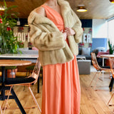 Peach Sleeveless V-Neck Floor-Length Evening Gown