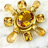 18K Yellow Gold and Citrine Brooch