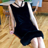 Black Velvet Sleeveless Cocktail Dress