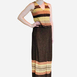 Metallic Brown and Striped Three-Piece Knit Ensemble