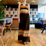 Metallic Brown and Striped Three-Piece Knit Ensemble