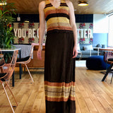 Metallic Brown and Striped Three-Piece Knit Ensemble