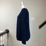 Dark-Blue V-Neck Long-Sleeve Cashmere Sweater
