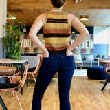 Metallic Brown and Striped Three-Piece Knit Ensemble