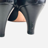 Black Leather Semi-Pointed Toe Pumps