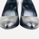 Black Leather Semi-Pointed Pumps