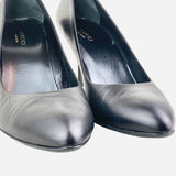 Black Leather Semi-Pointed Pumps