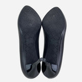 Black Leather Semi-Pointed Pumps