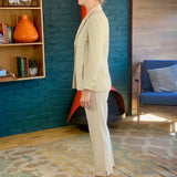 Light-Tan Notch-Lapel Knit Pants Suit