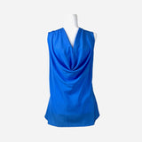 Blue Sleeveless Silk Top