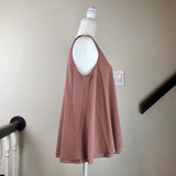 Dusty Rose Sleeveless V-Neck Silk Blouse
