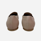 Taupe Leather Semi-pointed Toe Loafers Flats