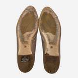 Taupe Leather Semi-pointed Toe Loafers Flats