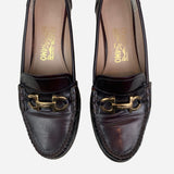 Dark Brown Leather Gancini Loafers