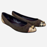 Brown Suede and Check Ballet Flats