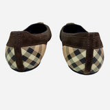 Brown Suede and Check Ballet Flats