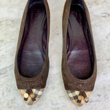 Brown Suede and Check Ballet Flats