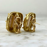 18K Yellow Gold and Orange Intaglio Ear Clip Earrings