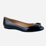 Black Patent Leather Ninna Striped Ballet Flats