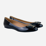 Black Patent Leather Ninna Striped Ballet Flats