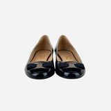 Black Patent Leather Ninna Striped Ballet Flats