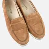 Light-Brown Suede Round-Toe Loafers