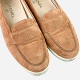 Light-Brown Suede Round-Toe Loafers